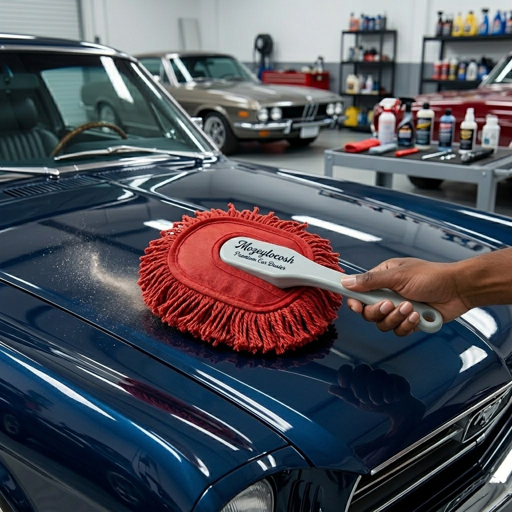 Mozeylocosh Compact Detailing Duster - Specialized for Dashboard & Console, Lint-Free & Anti-Static Interior Cleaning Tool