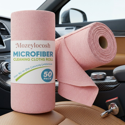 Mozeylocosh 50-Pack Microfiber Cleaning Cloths Roll - Premium Lint-Free & Scratch-Free Reusable Towels for Car Detailing, Kitchen & Home - High Absorbency Multi-Color Cleaning Rags