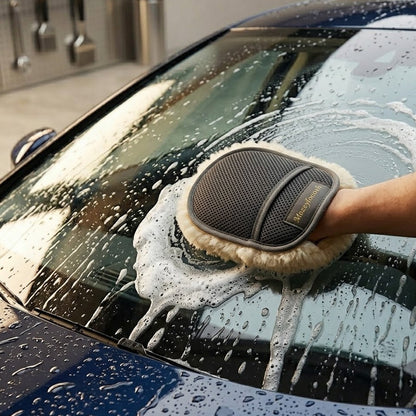 Mozeylocosh | Elite Series Australian Sheepskin Wool Car Wash Mitt - Single-Sided Ultra-Soft Design with Honeycomb Mesh